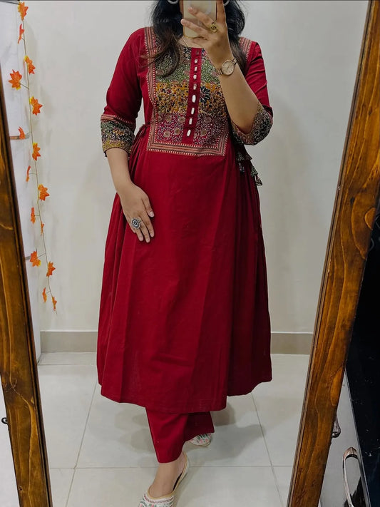 Designer Heavy Kurti Palazzo Set in Premium Cotton Fabric